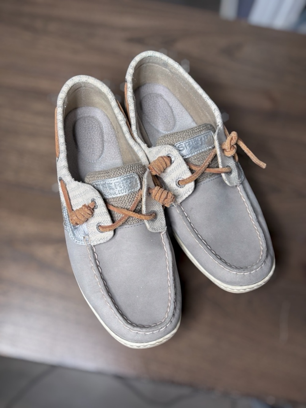 Sperry Top Sider Songfish Gray Silver Metallic Boat Shoe Size 9